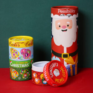 Round top bottom lid paper tube box for Christmas gift, tea coffee cigar packaging