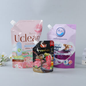 Stand up spout liquid pouch, composite packaging bag with aluminum foil