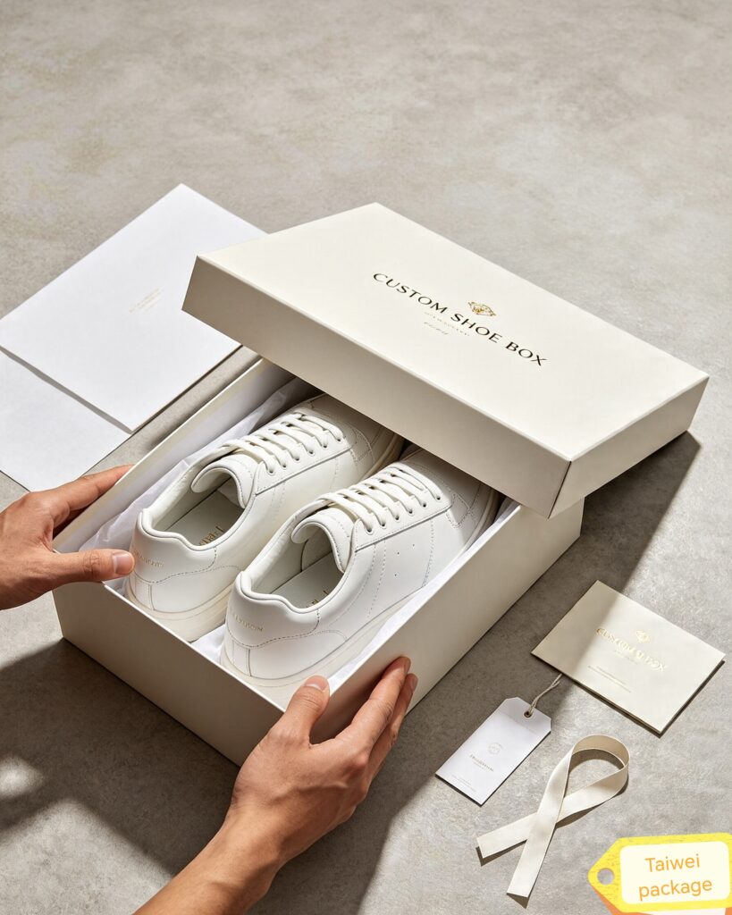 High-end rigid shoe set gift box custom printed brand logo, luxury footwear packaging box for shoe brand retail